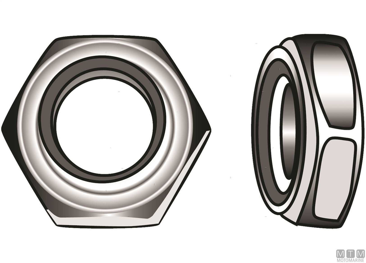 DIN985 self-locking nuts, stainless steel A4, M10, 4 pcs - original photo Motomarine Srl