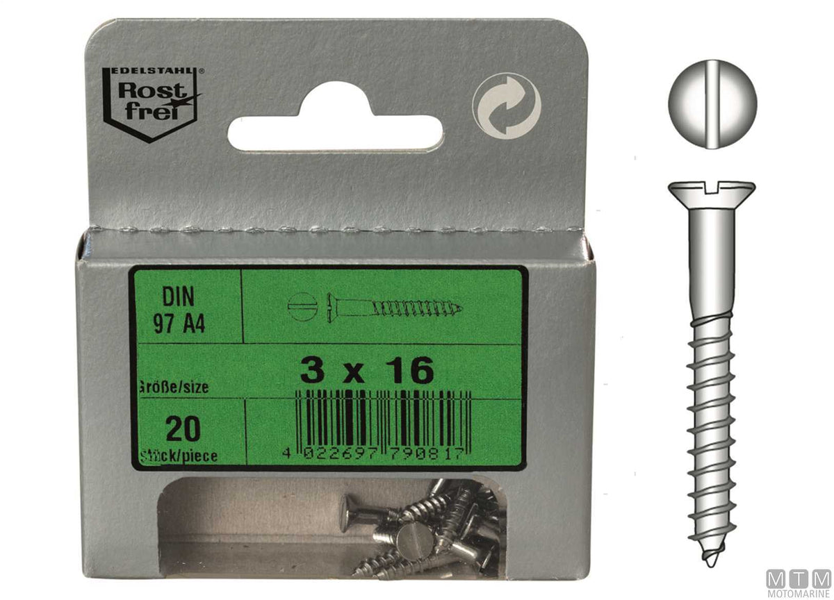 Wood screws countersunk flat head DIN97 5x40 8 pcs - original photo Motomarine Srl
