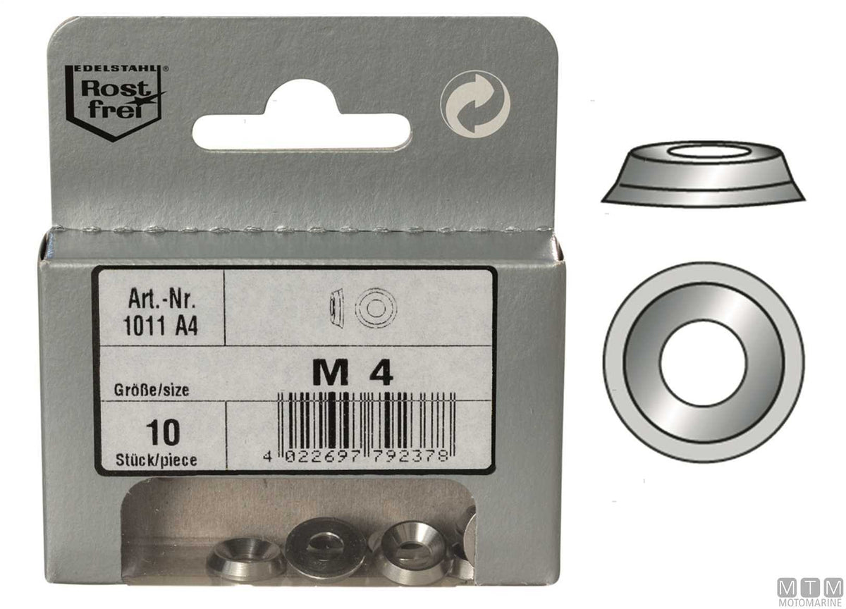 Conical washers DIN1011 stainless steel A4 Ø11 mm, 2 pcs - original photo Motomarine Srl