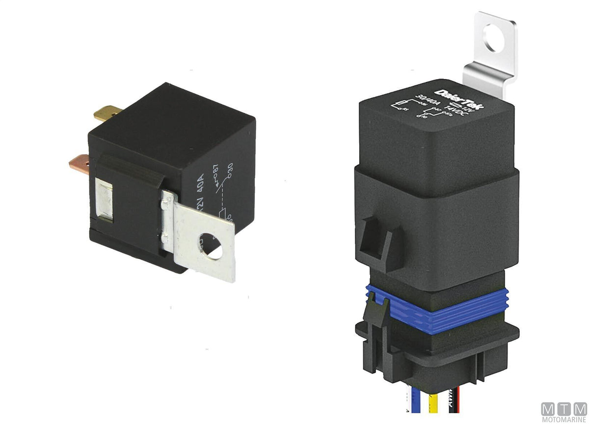 SPDT relay switch with socket, 5-pin, 24V-40A - original photo Motomarine Srl