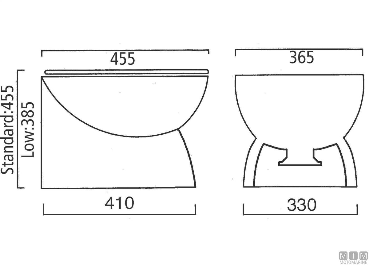 Ocean Luxury Silent low-profile electric toilet 24V - original photo Motomarine Srl