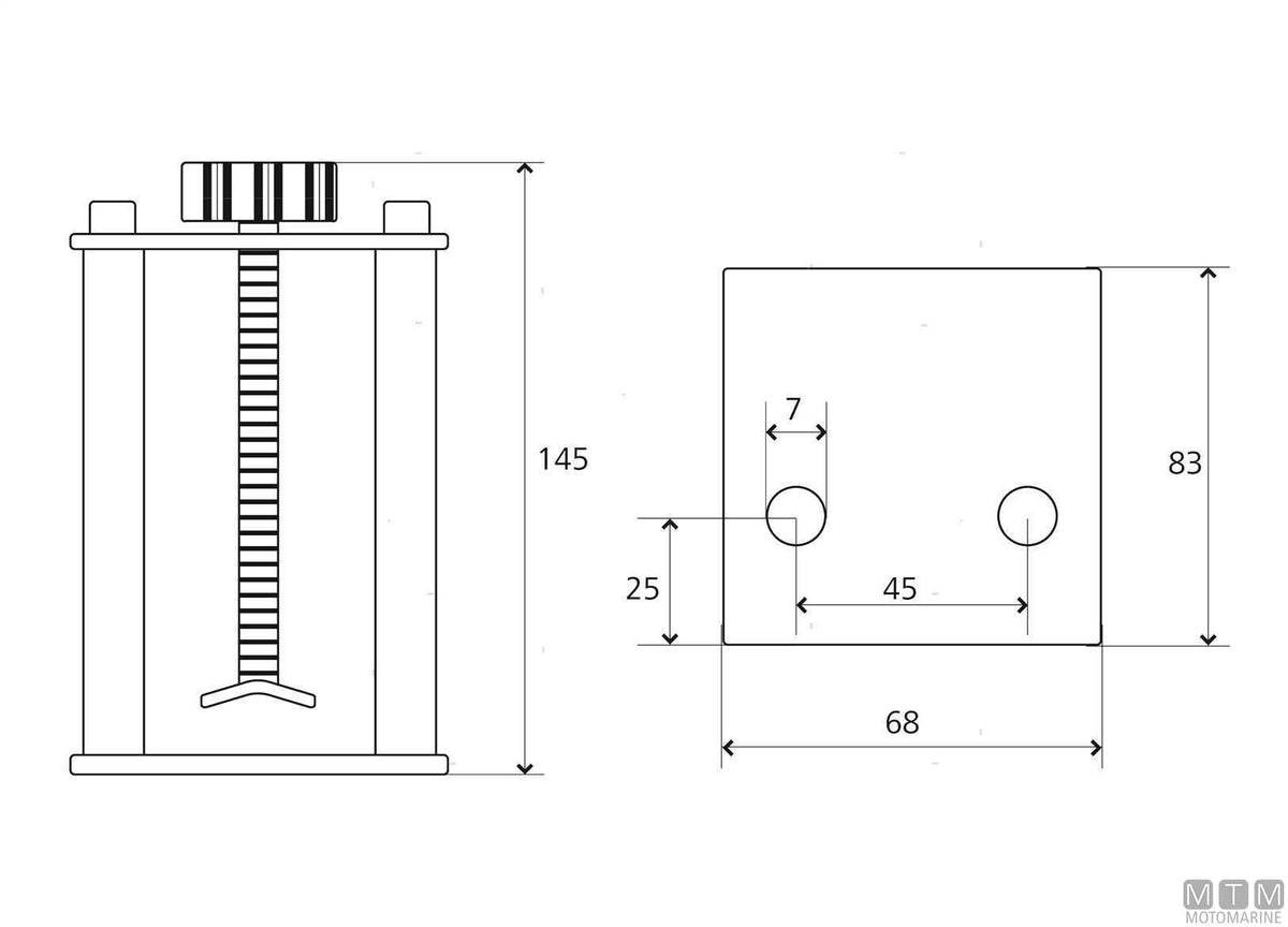 Aster tilting chain bow roller 330 mm, stainless steel 316 - original photo Motomarine Srl