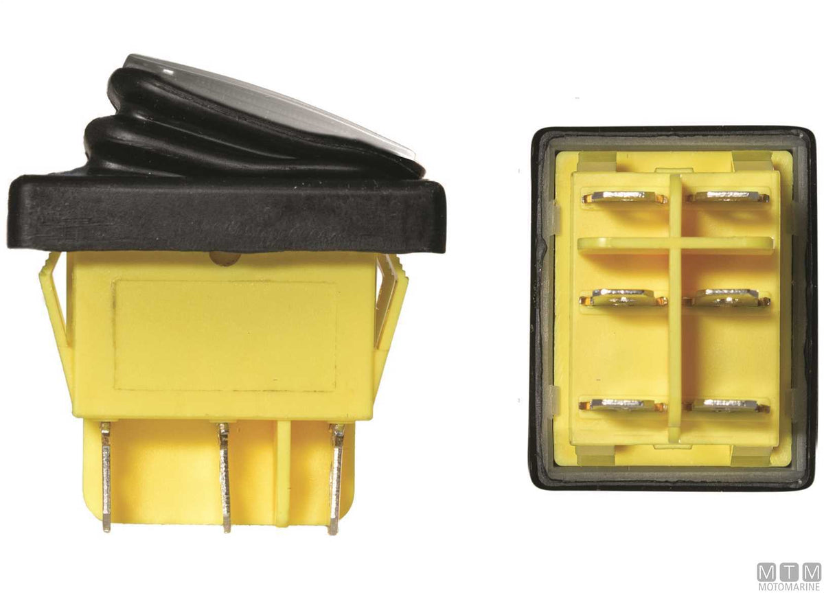 Stainless steel ON-OFF-ON rocker switch 20 A 6 terminals - original photo Motomarine Srl