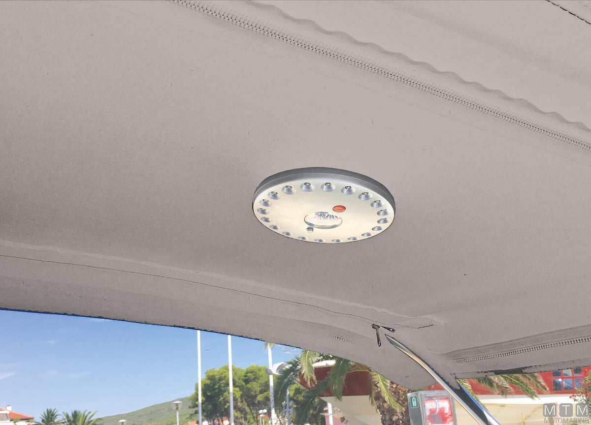 Rechargeable magnetic LED light for awnings Ø130 mm - original photo Motomarine Srl