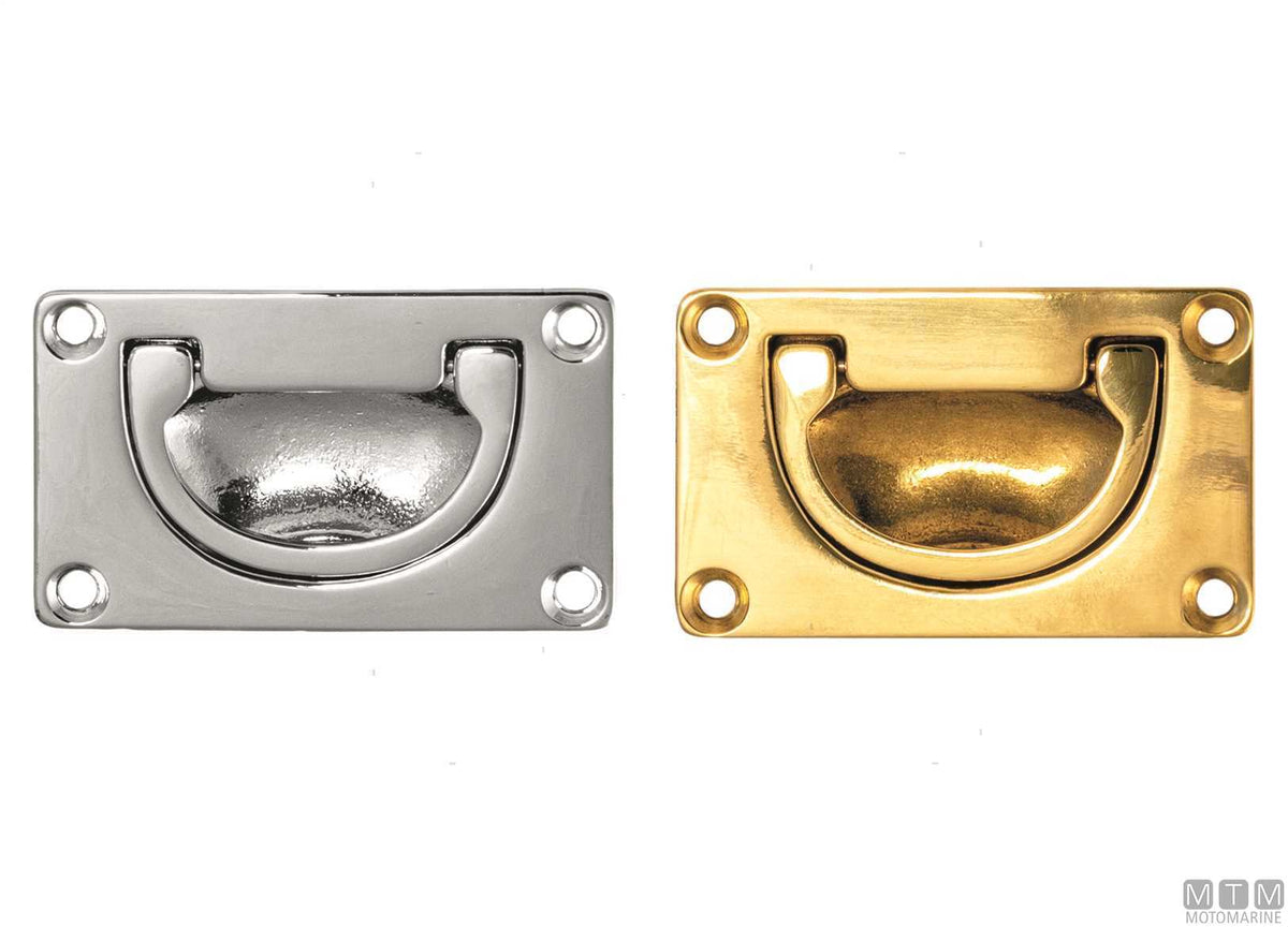 Recessed handle 70x43 mm in polished brass - original photo Motomarine Srl