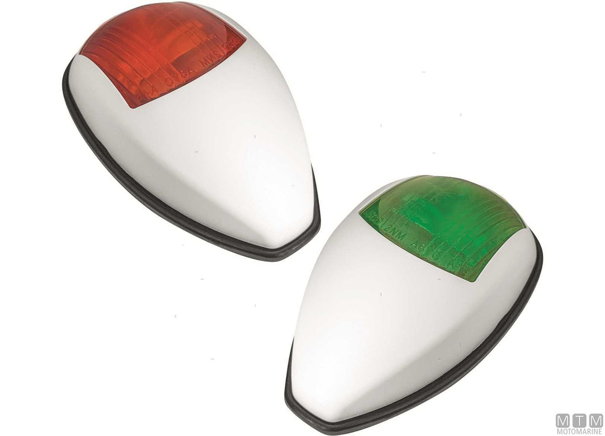 Pair of LED bow navigation lights, red and green, black - original photo Motomarine Srl