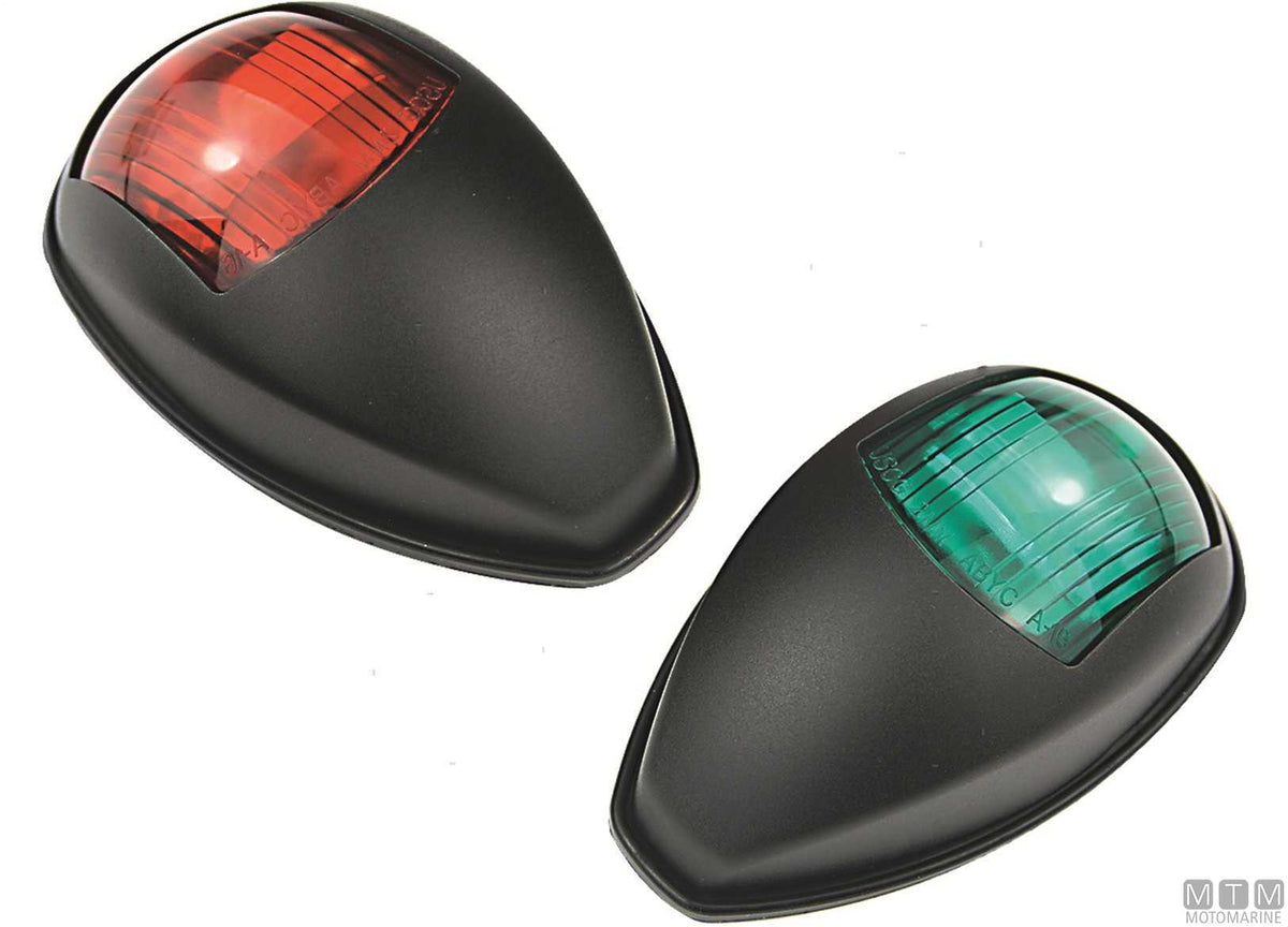 Pair of LED bow navigation lights, red and green, black - original photo Motomarine Srl