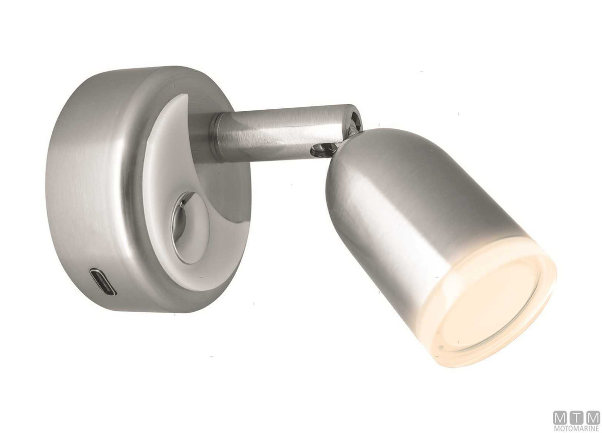 Adjustable USB touch LED spotlight in brushed aluminum - original photo Motomarine Srl