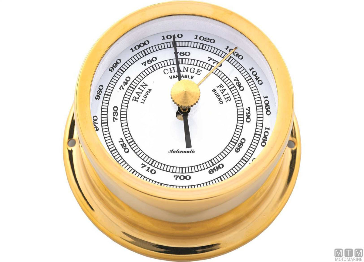 A-Nautic Atlantic thermo-hygrometer 95 mm polished brass - original photo Motomarine Srl