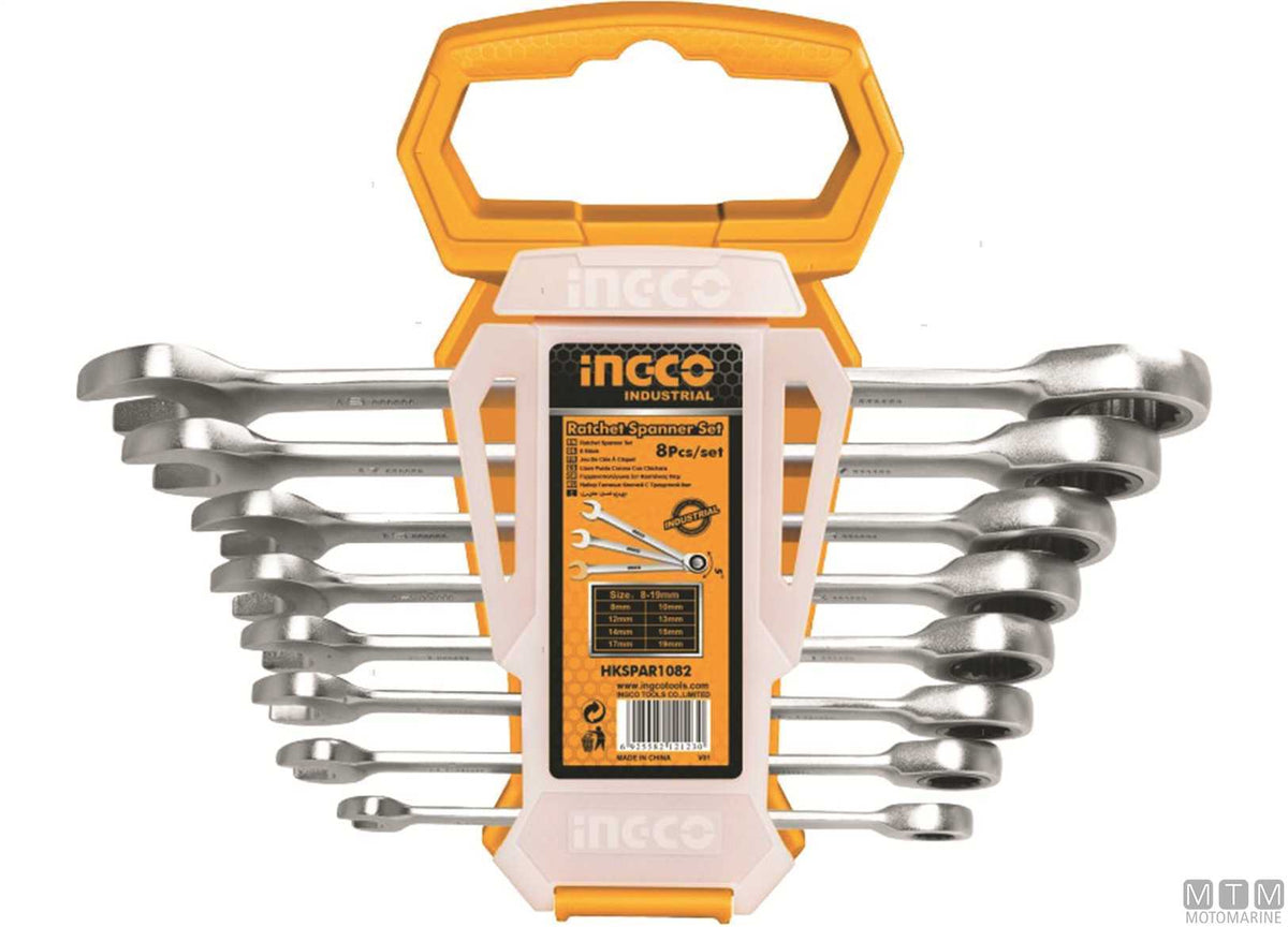 Ratchet spanner set 8-19 mm, 8 pcs - original photo Motomarine Srl