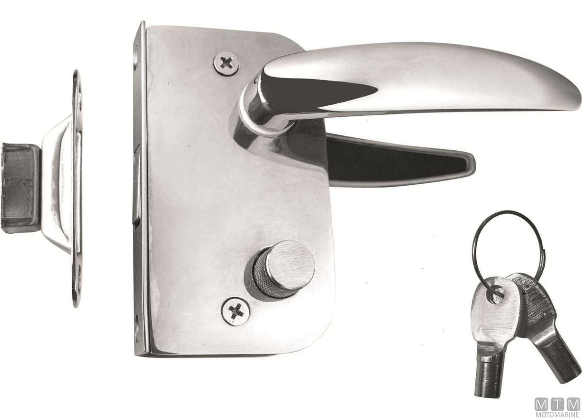 Door lock with privacy function and keys right-hand stainless steel - original photo Motomarine Srl