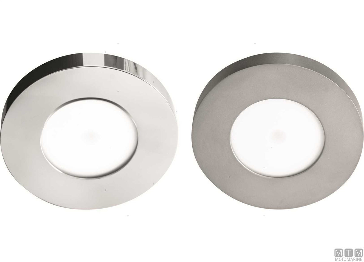 Warm light LED spotlight Astel Intensa satin stainless steel Ø88 mm - original photo Motomarine Srl