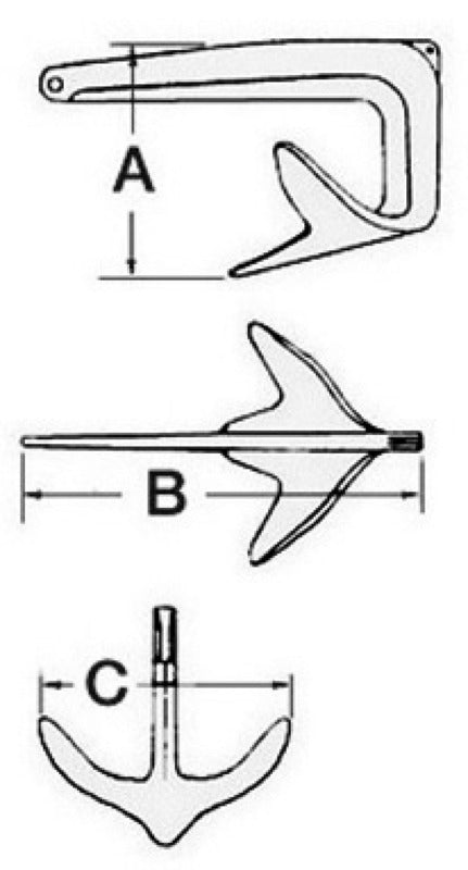 Trefoil Anchor, foldable 7.5 kg - foto originale Osculati Srl