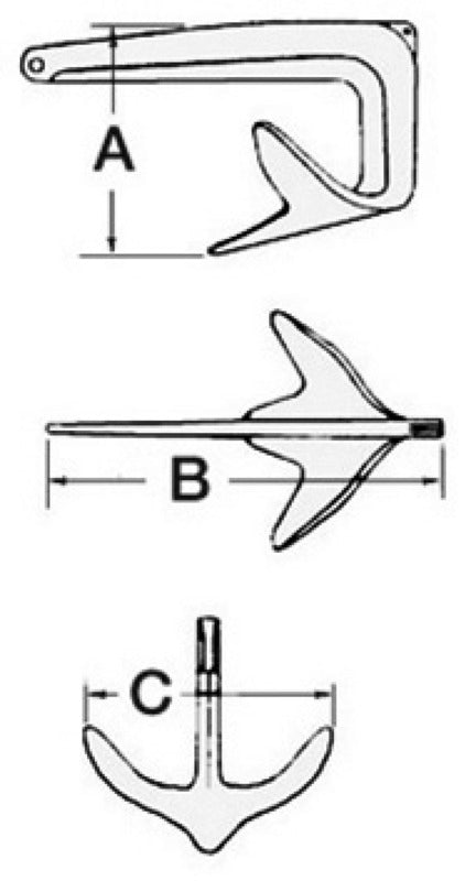 Trefoil anchor 5 kg - foto originale Osculati Srl