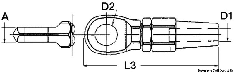 SS eyelet terminal Ø 10 mm - foto originale Osculati Srl