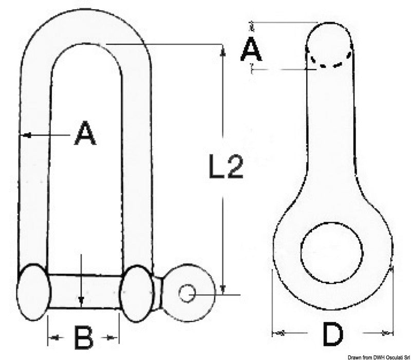 Long shackle AISI 316 6 mm (pack of 10) - foto originale Osculati Srl
