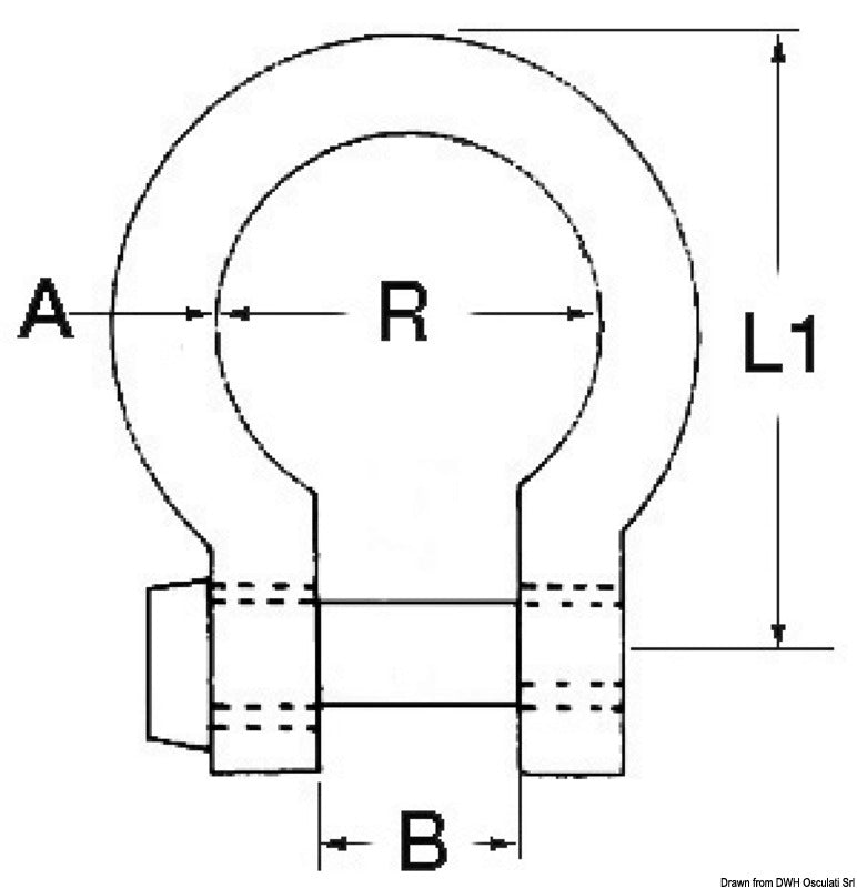 Bow shackle AISI 316 22 mm - foto originale Osculati Srl