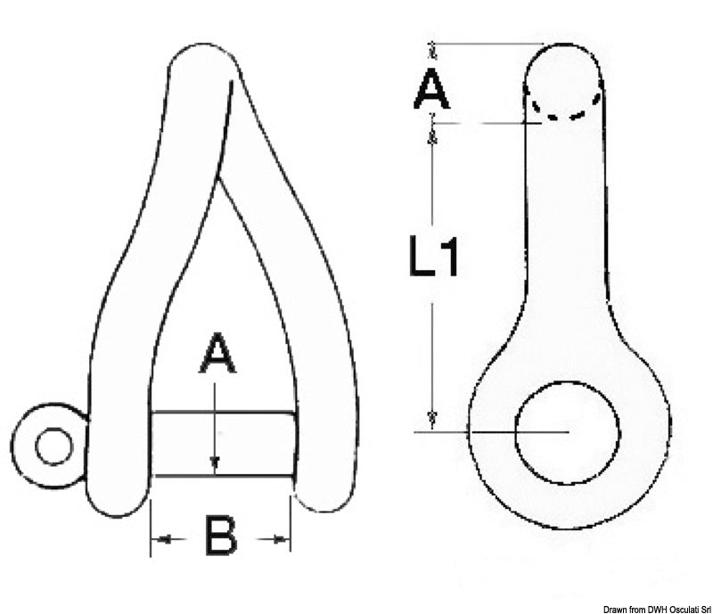 Twisted shackle made of investment cast SS 5 mm (pack of 10) - foto originale Osculati Srl