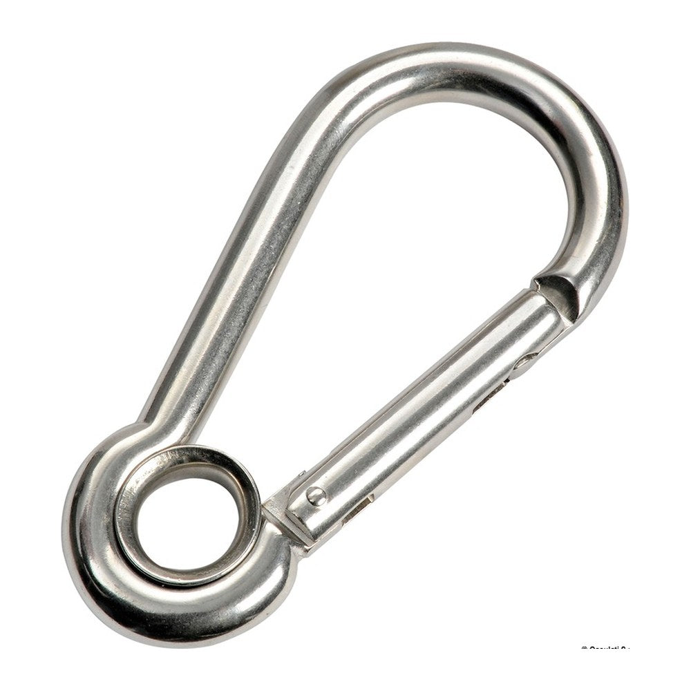 Carabiner hook flush closure w. eye AISI 316 6 mm (pack of 10) - foto originale Osculati Srl