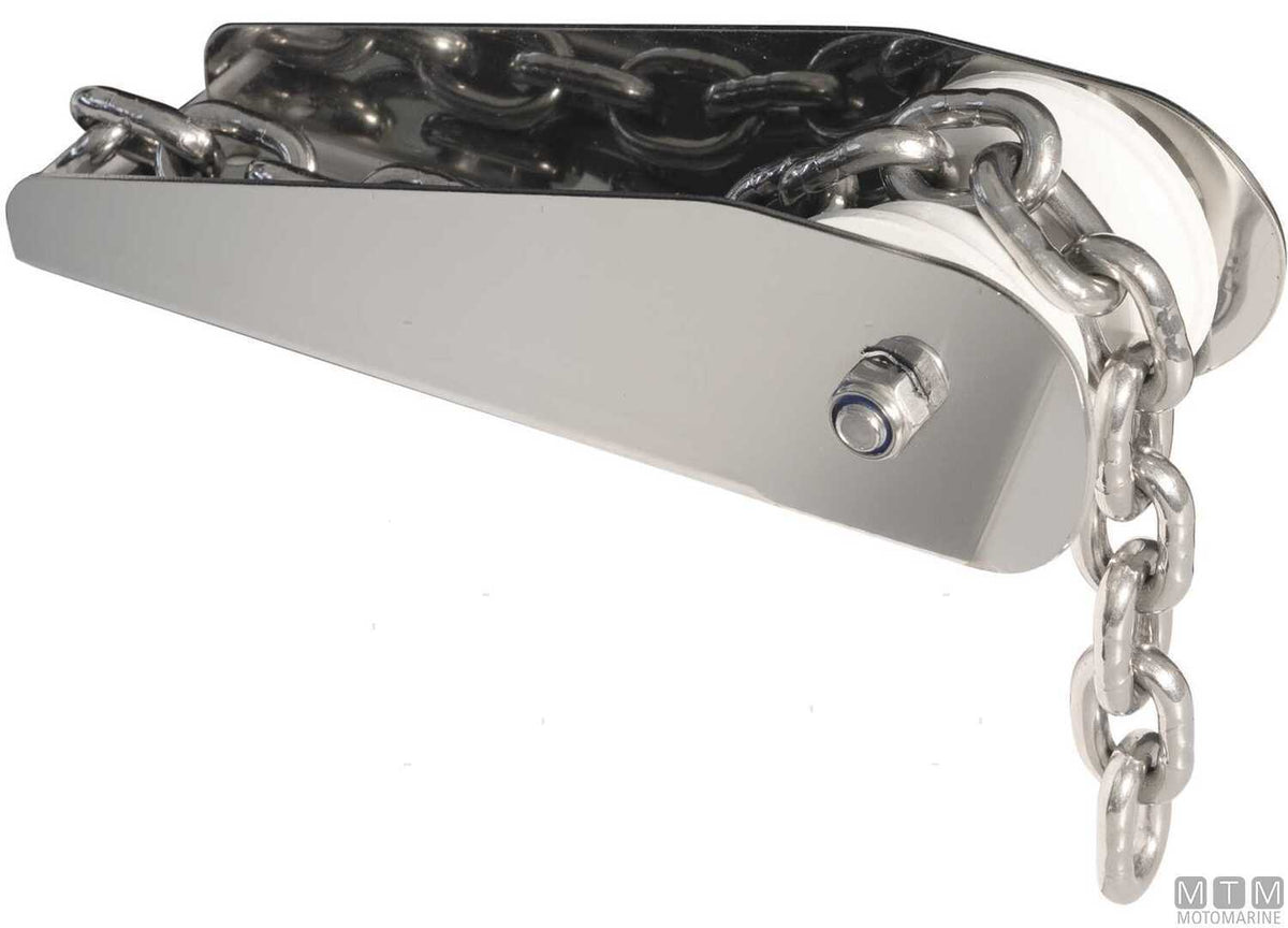 Fixed chain fairlead Rising 1, 200 mm, in AISI 316 stainless steel - original photo Motomarine Srl