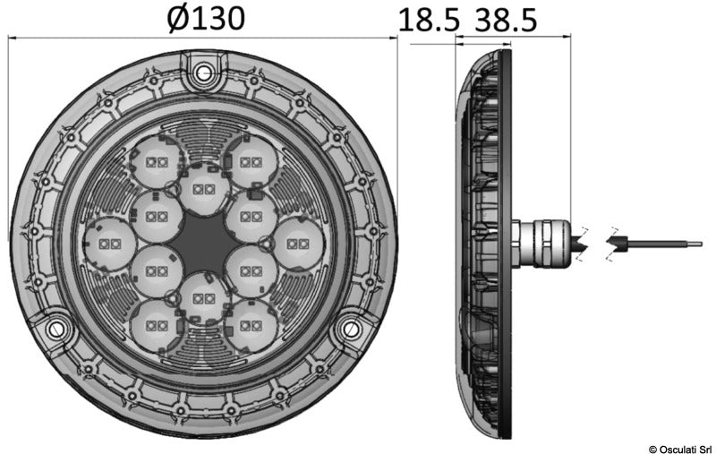 PIRANHA P24 LED underwater light white+blue - foto originale Osculati Srl