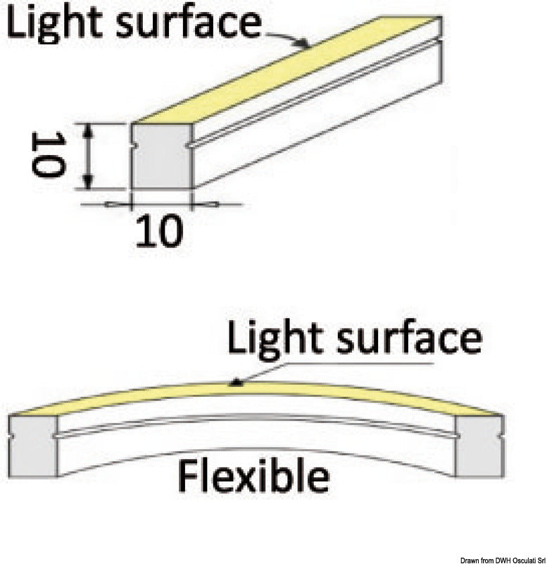 Neon Light flexible LED strip 12V warm white 12W - foto originale Osculati Srl