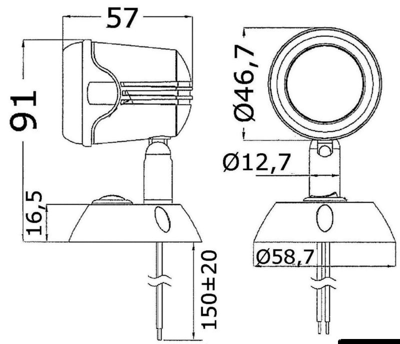 Articulated HI-POWER LED black spotlight 12/24 V - foto originale Osculati Srl