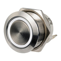 Interrupteur FLAT inox (ON momentané)-OFF 12/24V LED blanc (lot de 10)