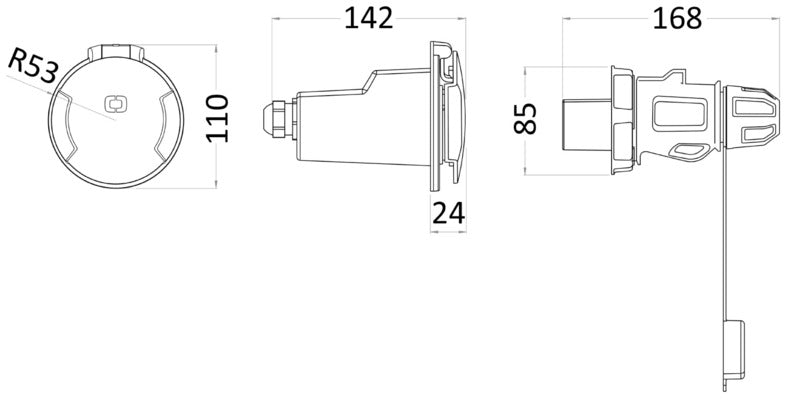 Cruiser socket 32A white and SS closure cap - foto originale Osculati Srl