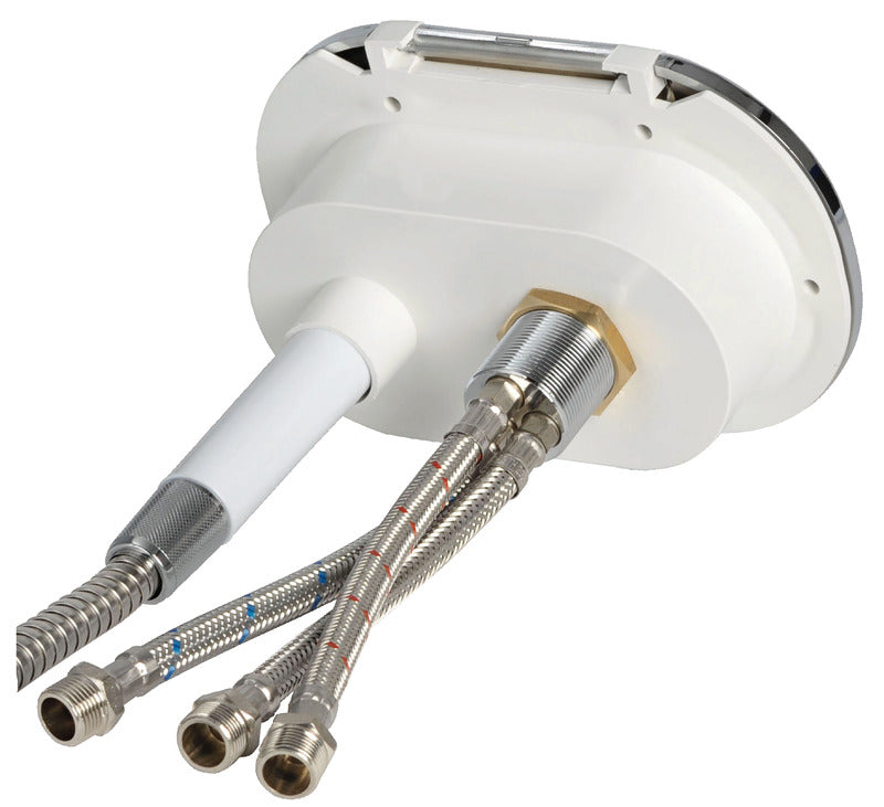 Oval shower box white PVC hose 2.5 m rear outlet Rear shower outlet - foto originale Osculati Srl