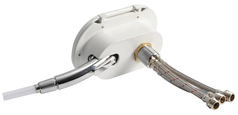 Oval shower box white PVC hose 2.5 m Shower rear outlet - foto originale Osculati Srl