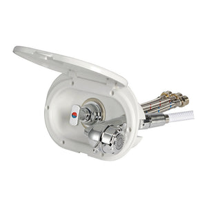 Oval shower box white PVC hose 2.5 m Shower rear outlet - foto originale Osculati Srl