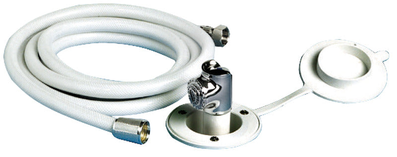 Push-button shower white finish PVC hose 4 m Flat mounting - foto originale Osculati Srl