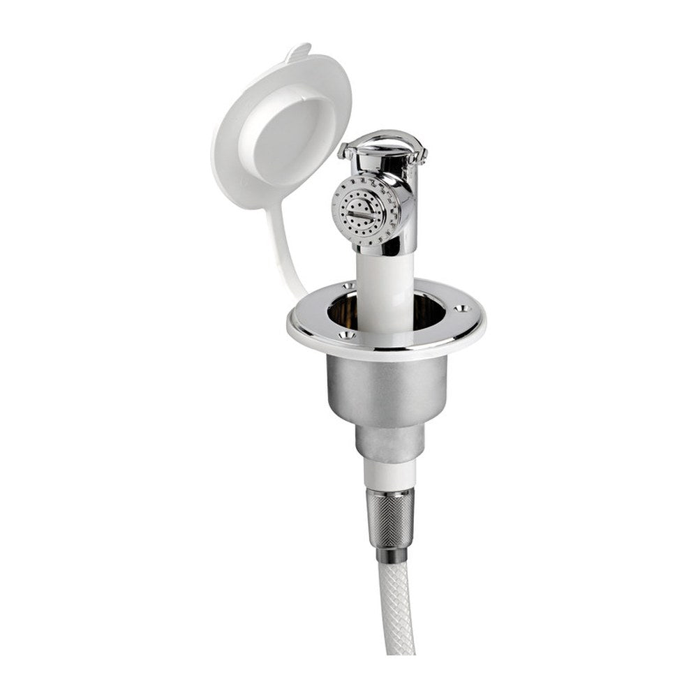 Push button shower chromed finish PVC hose 4 m Flat mounting - foto originale Osculati Srl