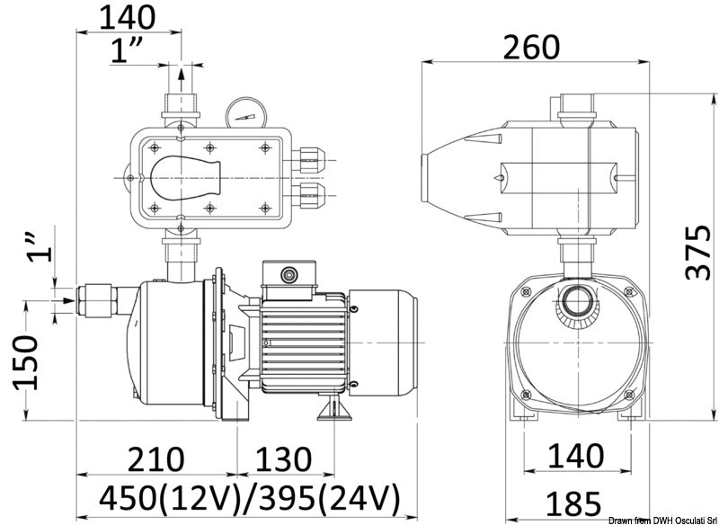 CEM fresh water pump 12 V 50 l/min EPC system - foto originale Osculati Srl
