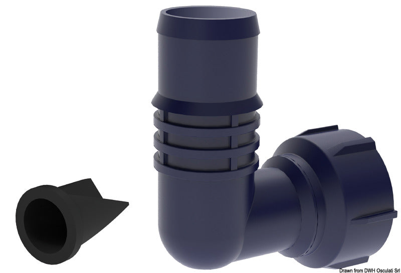 Attwood 90° hose connector 1" - 1"1/8 w/non return valve (pack of 12) - foto originale Osculati Srl