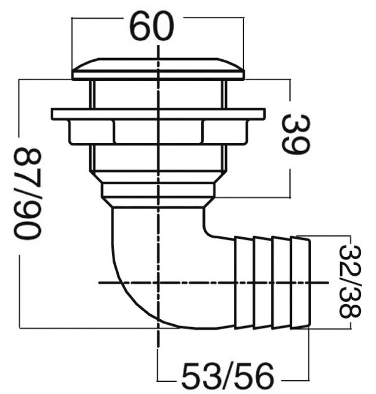 90° elbow skin fitting 1"1/2 x 32 mm - foto originale Osculati Srl