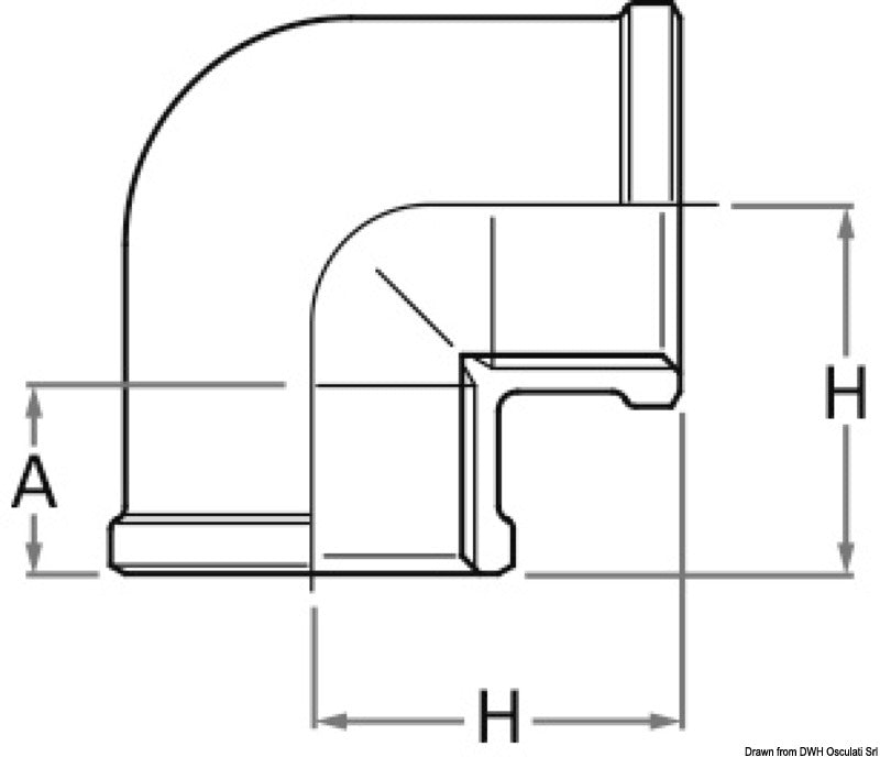 GUIDI bronze F-F 90° elbow 1" - foto originale Osculati Srl