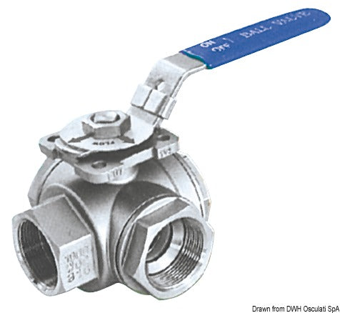 3-way ball valve AISI 316 1"1/4 - foto originale Osculati Srl