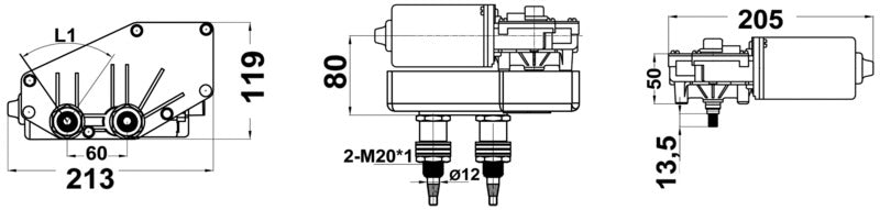 Motor for arms and blades 24 V 70 W - foto originale Osculati Srl