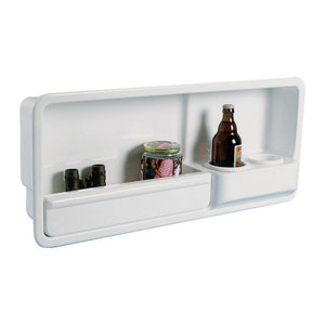 Side pocket w/2 glass holders ABS white left - foto originale Osculati Srl