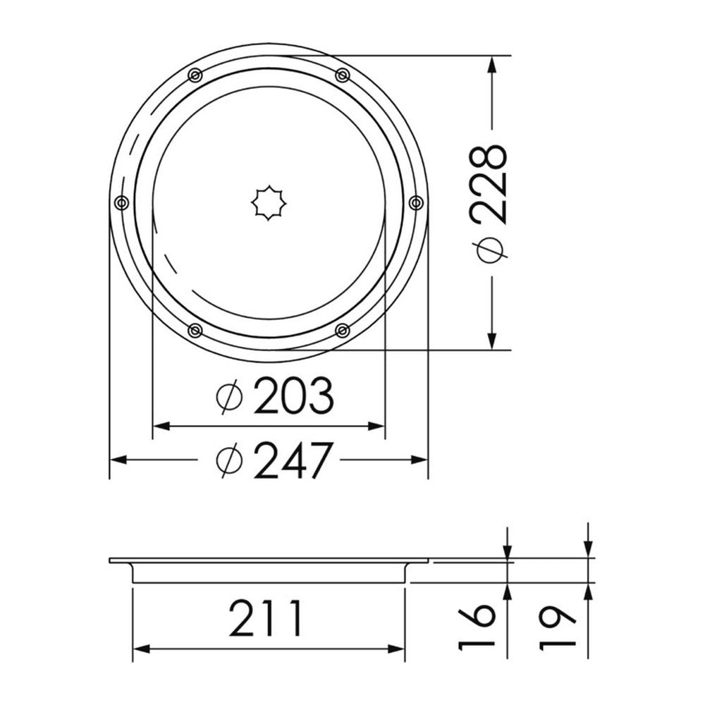 Inspection hatch AISI 316 passage 203 mm - foto originale Osculati Srl