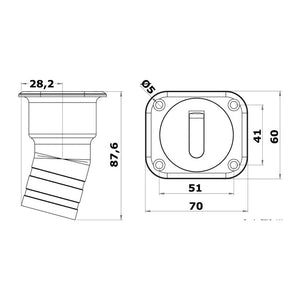 Square Diesel deck filler short version 38 mm - foto originale Osculati Srl