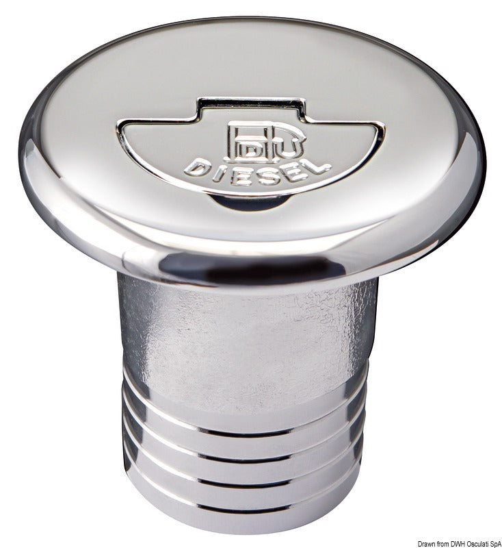 Chromed brass filler cap long neck WASTE 38 mm - foto originale Osculati Srl