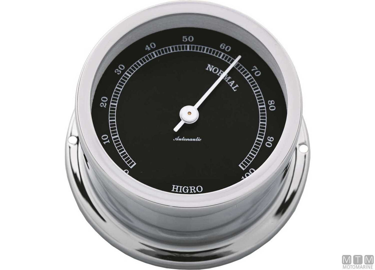 A-Nautic Minor hygrometer 72 mm black dial chrome-plated brass - original photo Motomarine Srl