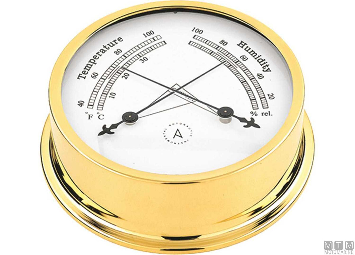 A-Nautic Pacific thermo-hygrometer 120 mm polished brass - original photo Motomarine Srl