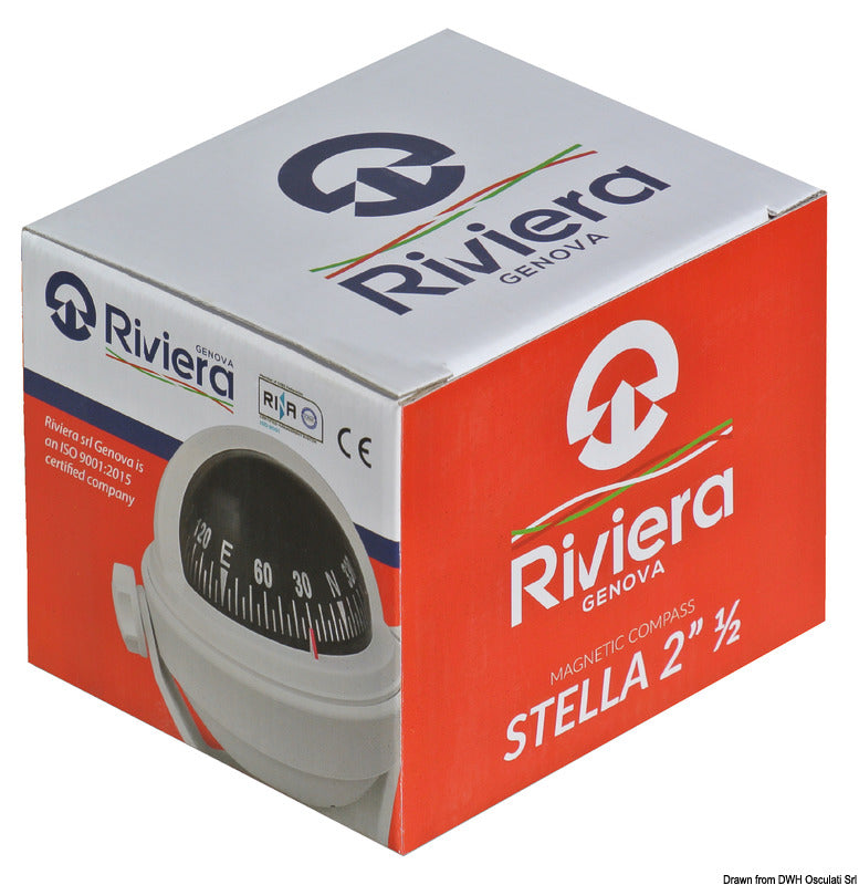 RIVIERA Stella white compass 2"1/2 w/bracket, white rose - foto originale Osculati Srl