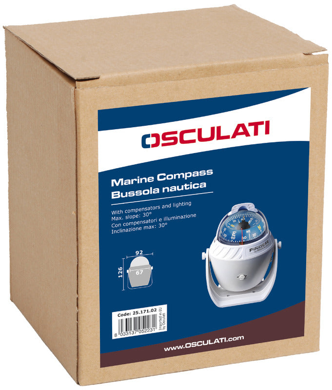 Finder compass 2"5/8 w/bracket white/blue - foto originale Osculati Srl