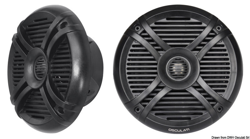 Pairs of 2-way speakers w/RGB programm.LEDs 6.5 black - foto originale Osculati Srl