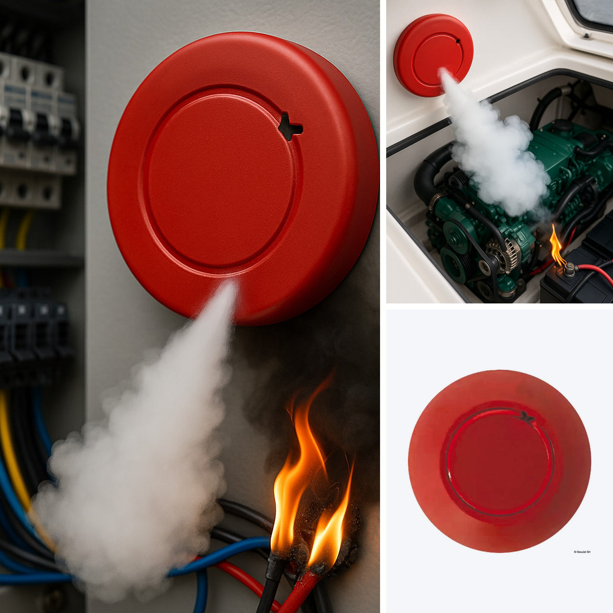 Aerosol stick fire extinguisher - in use